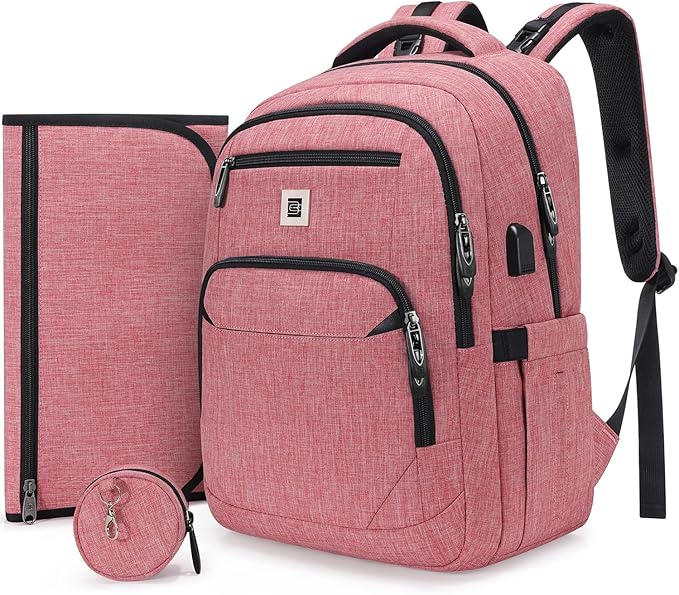 Diaper Bag Backpack, Multi function Baby Bag with Portable Changing Pad, Pacifier Holder,Waterproof Diaper Bags with USB Charging Port,Baby Essentials Perfect Baby Shower Gifts for Mom, Dad, Newborn