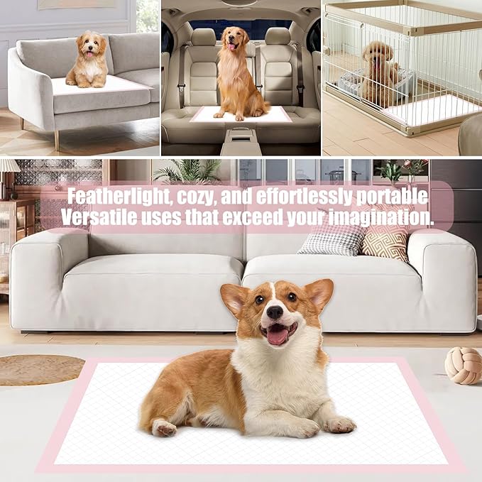 50 Pcs Disposable Changing Pads,Disposable Puppy Pads,Puppy Training Pads,24" x 18" Dog Pee Pads,Super Absorbent Potty Pads,Leak Proof Pet Training Pads,for Puppies Cats Rabbits( Pink, Small)