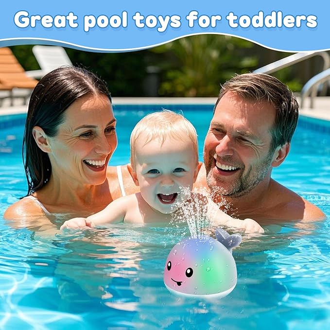 Baby Girl Bath Toys, Toddler Bath Toys for Kids Ages 1-3, Light Up Whale Bath Toy Sprinkler, Pool Water Table Infant Baby Toy 6-12-18 Months Bathtub Fountain Toy Girls 1st Birthday 1 2 3 Gifts