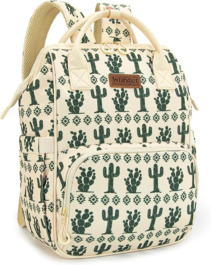 Wrangler Diaper Bag Backpack Aztec Travel Backpack Purses Western Multi-Function Baby Bags for Mom with Waterproof Insulated Pockets