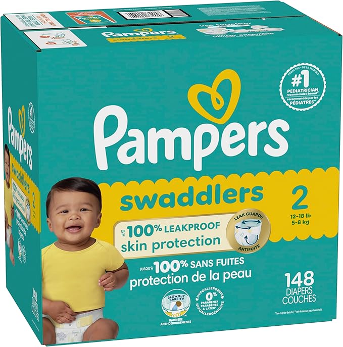 Pampers Baby Diapers - Swaddlers - Size 2, 148 Count, Ultra Absorbent Disposable Infant Diaper