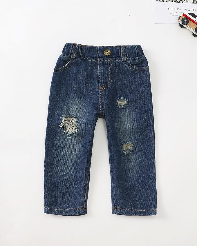 NZRVAWS Baby Boy Clothes Toddler Boy Outfit 2 3 4T 6 12 18 24 Month Fall Winter Hoodie Ripped Jeans Clothing