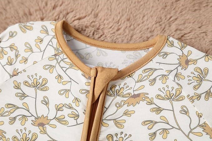 OPAWO Viscose from Bamboo Baby Pajamas Girl 2pack Mittens Cuff 2 Way Zipper Soft Footless Sleeper Baby Boy One-Piece Romper