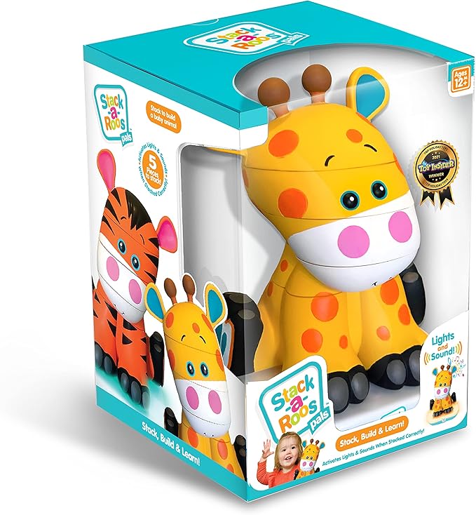 Stack-a-Roos Baby Giraffe by Salus Brands - Animal Stacking Toy, Educational Early Learning Toy for Infants Babies Toddlers, Age 12+ Months - Great Baby Gifts, STEM