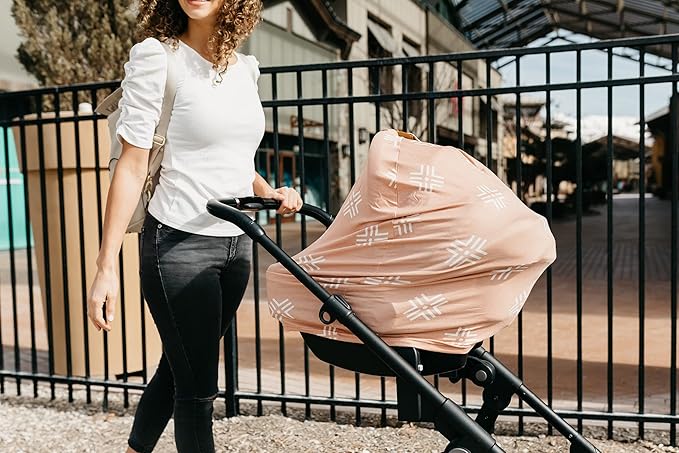 Copper Pearl Multi-Use Cover: Car Seat Covers, Nursing Cover, and Stroller Cover for Sun - Stretchy Fabric, All-Season Use, Stylish Designs, Easy Access for Moms - Mesa