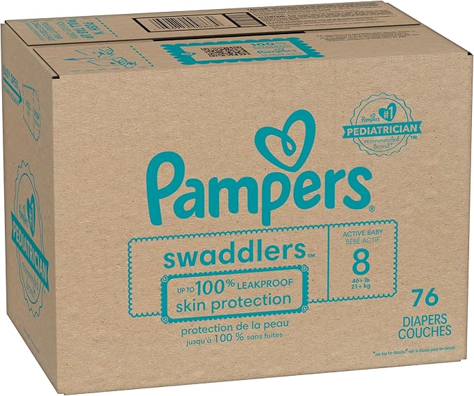 Pampers Baby Diapers - Swaddlers - Size 8, 76 Count, Ultra Absorbent Disposable Infant Diaper
