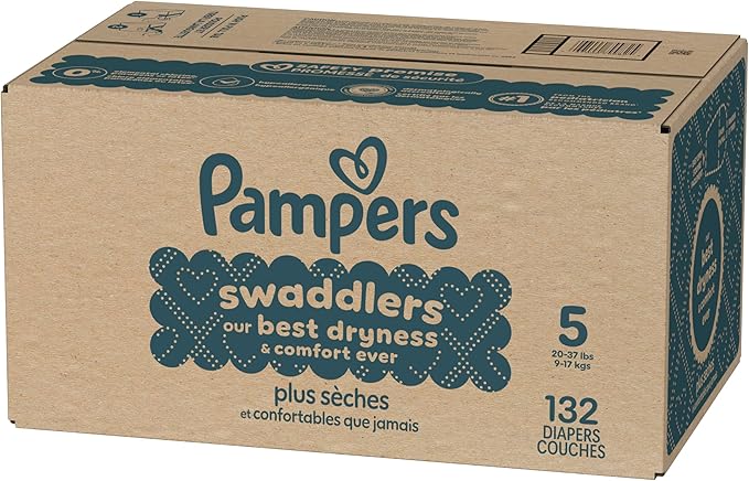 Pampers Baby Diapers - Swaddlers - Size 5, 132 Count, Ultra Absorbent Disposable Infant Diaper