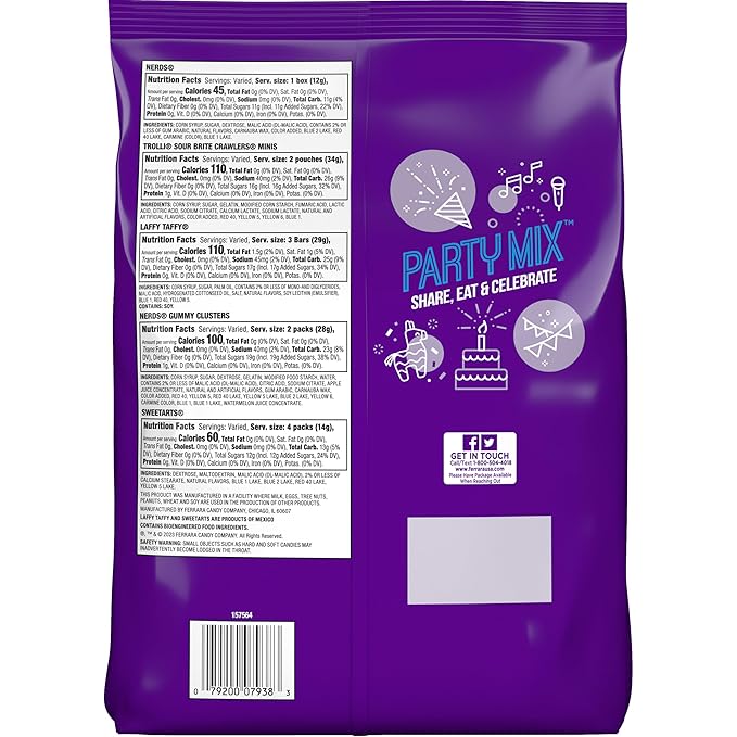 SweeTARTS Variety Party Mix, Individually Wrapped Assorted Candy, 28.6 Ounce (75 Count)