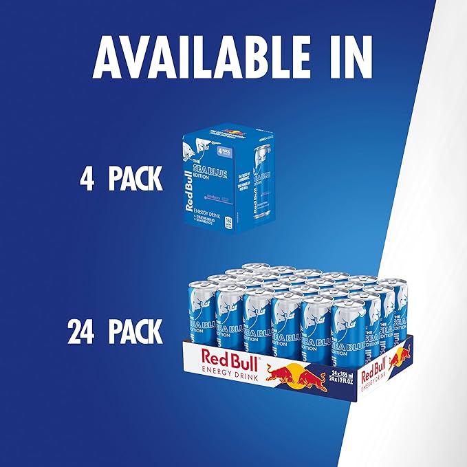 Red Bull Sea Blue Edition Energy Drink, 12 Fl Oz, 24 Cans (6 Packs of 4)