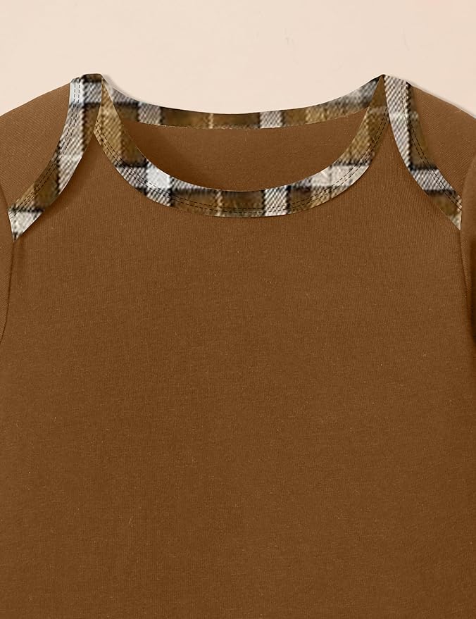 Baby Boy Clothes Long Sleeve Animal Plaid Romper + Overalls Infant Boy Clothes 2PCS Fall Winter Outfits