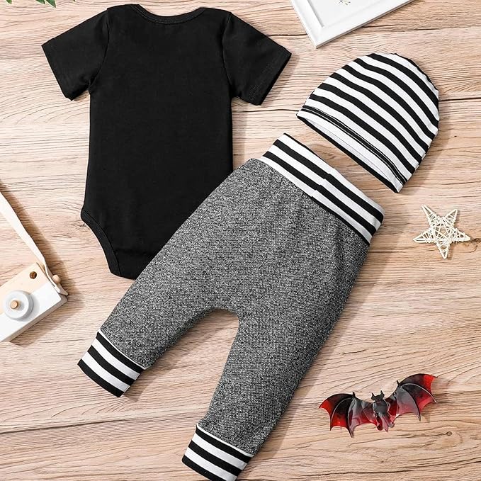 Newborn Infant Baby Clothes Long Sleeve Romper + Pants + Hat 3PCS Outfits Set