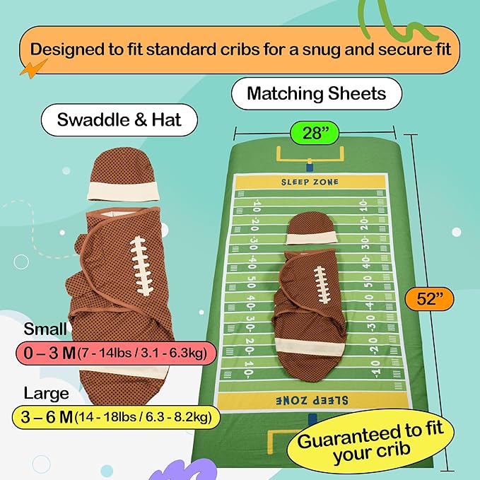 Cuddle Club Newborn Swaddle Gift Set – Includes Swaddle Blanket, Hat & Crib Sheet in Fun Styles – For Baby Boys & Girls