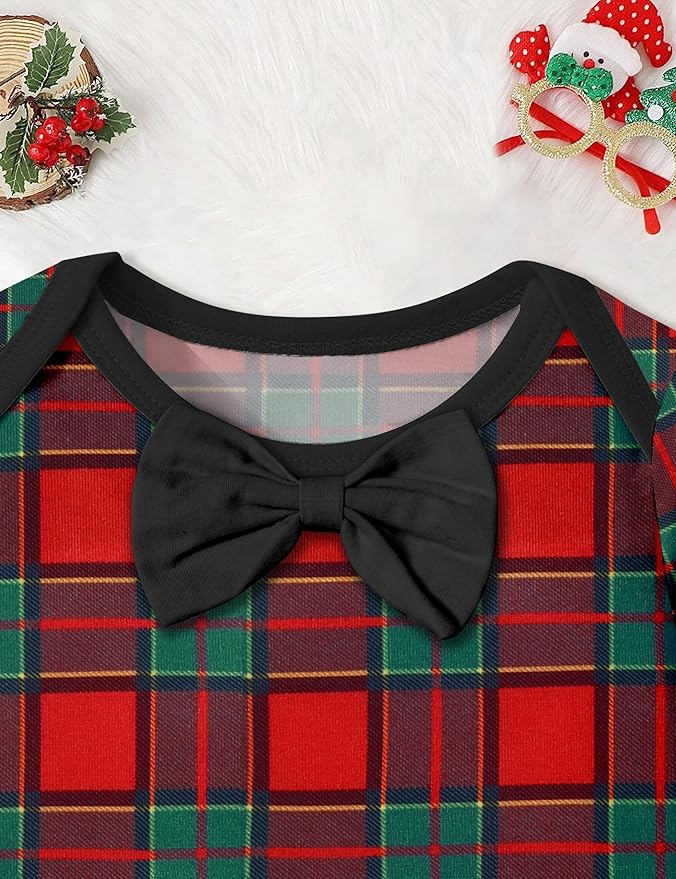 Baby Boy Clothes Long Sleeve Animal Plaid Romper + Overalls Infant Boy Clothes 2PCS Fall Winter Outfits