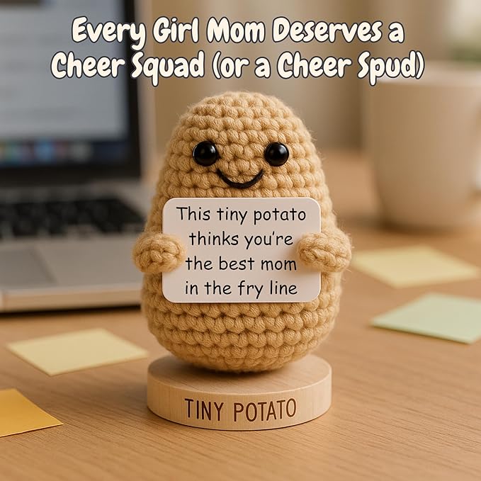 Got you a little something Girl Mom Gifts for Women - Cute Positive Crochet Potato with 30 Empowering Cards for a Mother of Daughters - New Mom Gifts for Women After Birth Ideas for 1st Time Mothers