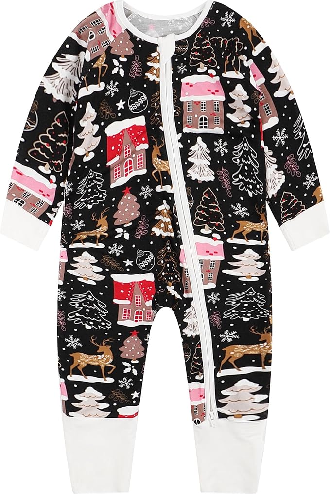 OPAWO Viscose from Bamboo Baby Pajamas Girl 2pack Mittens Cuff 2 Way Zipper Soft Footless Sleeper Baby Boy One-Piece Romper