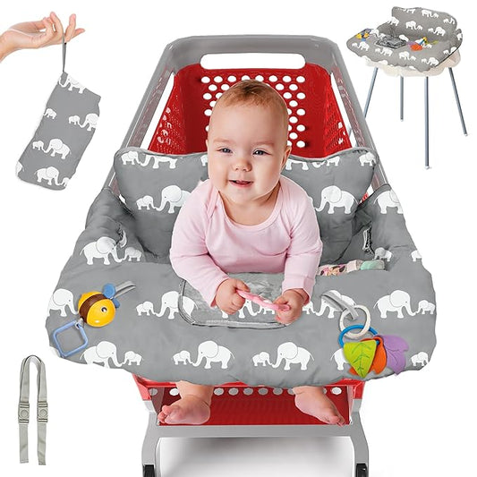 PILLANI Shopping Cart Cover for Baby, High Chair Cover for Restaurant Seat - Grocery Cart Cover for Baby Girl and Boy, Comfortable Cotton Buggy Covers for Babies - Padded Toddler Shopping Cart Cover