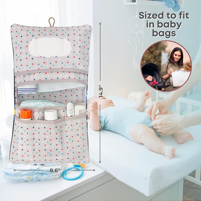 HAMUR Baby Diaper Bag Organizer – Travel-Friendly, Compact & Foldable | Stroller Pouch for Newborn Essentials – Must-Have for Boys & Girls (Space)