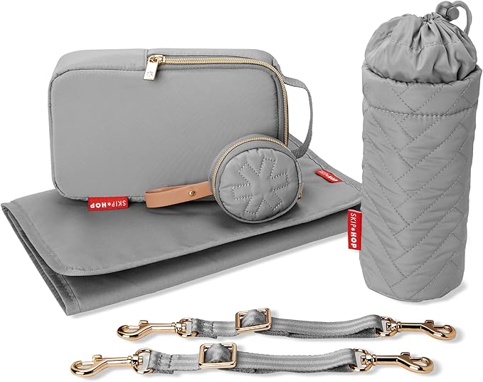 Skip Hop Diaper Bag Backpack: Suite 6-in-1 Diaper Backpack Set, Multi-Function Baby Travel Bag with Changing Pad, Stroller Straps, Bottle Bag and Pacifier Pocket, Dove Grey
