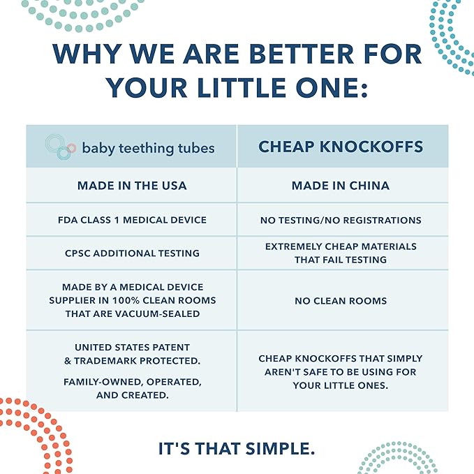 Baby Teething Tubes - Made in The USA Baby Teething Toys - Soft & Durable Infant Toys and Toddler Silicone Teether - 7 Inches, Ivory - Baby Must Haves for Teething Relief - Food Safe & Easy to Clean