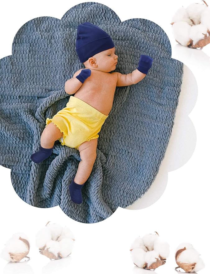 Baby Hats Mittens and Socks Set Unisex Cotton Beanie Cap and Scratch Mitten Non-Slip Baby Ankle Socks for Boys and Girls