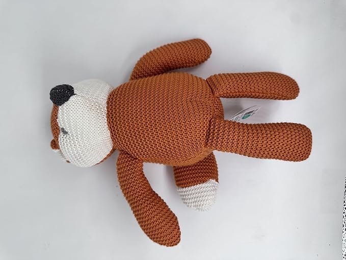 100% Organic Cotton Baby Toys Orange Fox Stuffed Animals for Newborn 7.1"