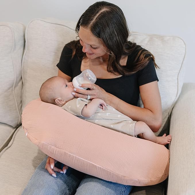 Konssy Muslin Nursing Pillow Covers, 100% Cotton Soft & Adorable Covers for Breastfeeding Pillows, Slipcovers for Newborn Baby Boys & Girls