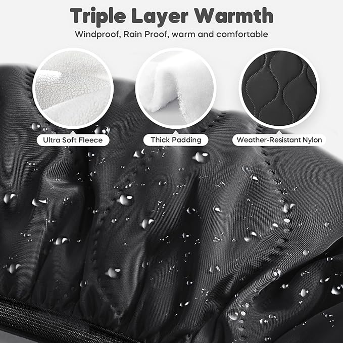 Winter Baby Car Seat Cover, Waterproof, Windproof Warm Fleece Breathable with Full Zipper for Newborn Car Seat, Black