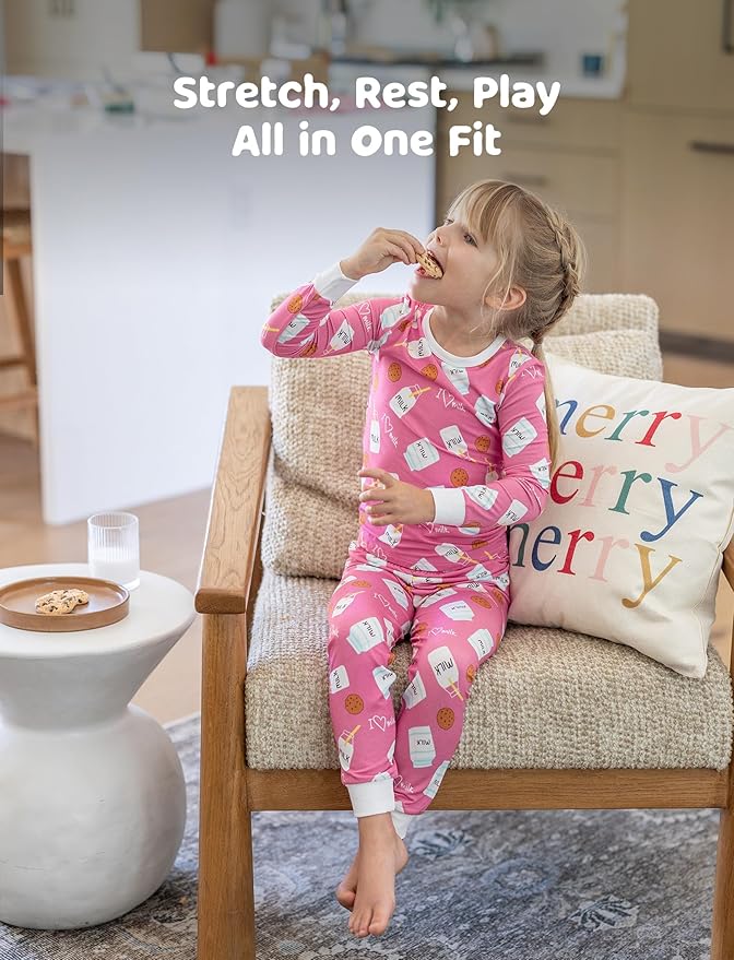 PATPAT Bamboo Viscose Pajama Sets for Toddler Boys & Girls Baby Kids, Ultra-soft Snug fit Pjs Sleepers for Birthday Holiday