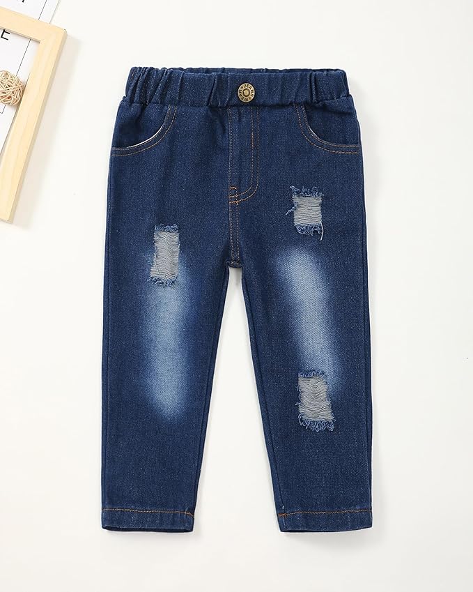 NZRVAWS Baby Boy Clothes Toddler Boy Outfit 2 3 4T 6 12 18 24 Month Fall Winter Hoodie Ripped Jeans Clothing