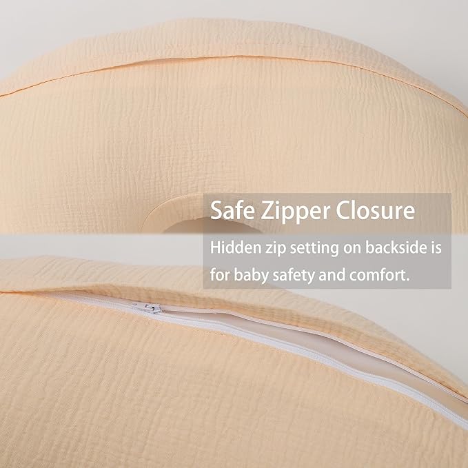 Onacosht Muslin Nursing Pillow Cover 2 Pack 100% Cotton Ultra Soft Breastfeeding Pillow Covers for Baby Boy and Girl, Light Green and Beige