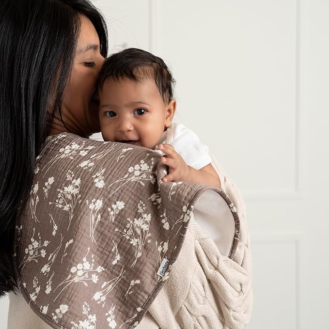 Gerber Baby Unisex Muslin Burp Cloths 5-Pack, Multi Pink Floral, Large Size 20" x 10"