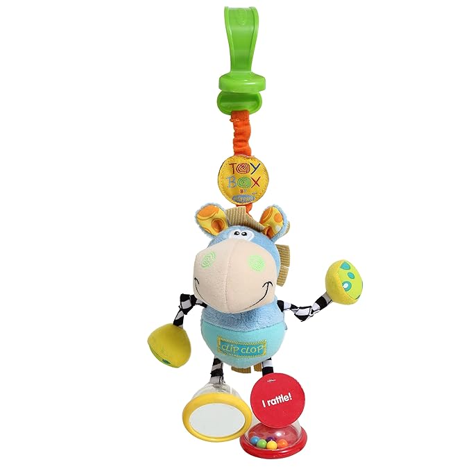 Playgro Dingly Dangly Clip Clop - Melodic Infant Rattle Toy for 0+ Months with Stroller Clip, Car Seat Charm, & Crib Hanger - Engaging Developmental Fun for Newborns - Hanging Toys for Babies