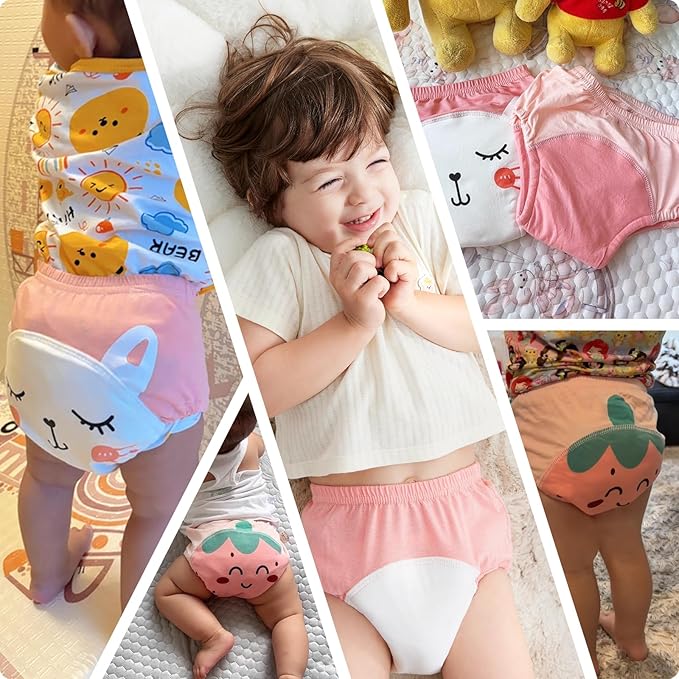 Toddler Potty Training Underwear for Kids, Cotton Reusable Waterproof Potty Training Pants Size 2t,3t,4t,5t,6t