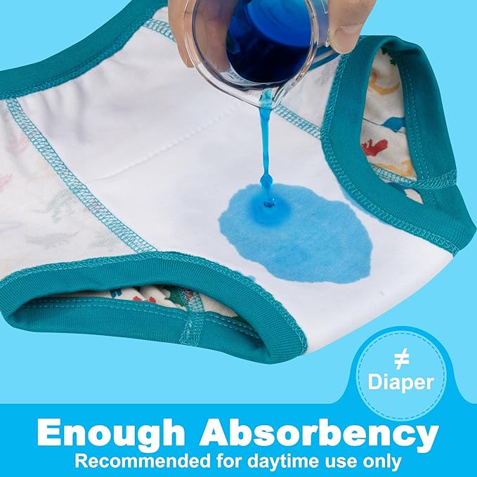 BIG ELEPHANT 6-Pack Potty Training Pants – 100% Cotton Absorbent Toddler Underwear for Boys and Girls (12M-10Y)