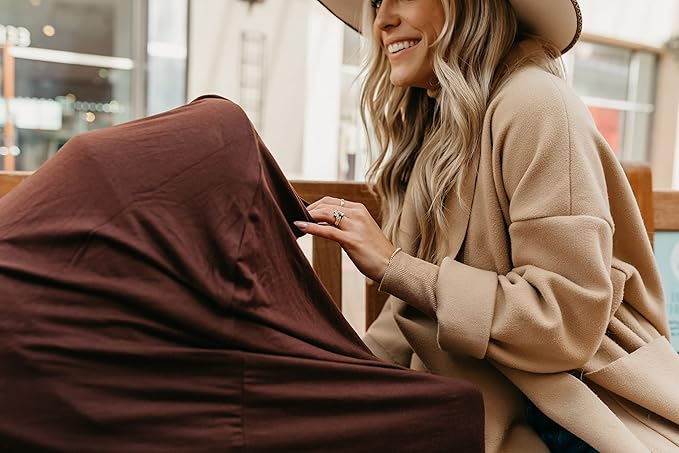 Baby Car Seat Cover Canopy and Nursing Cover Multi-Use Stretchy 5 in 1 Gift "Moose" by Copper Pearl