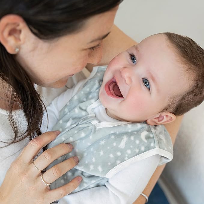 aden + anais Essentials Easy Sleeping Bag, 100% Polyester Snuggly Velboa, Wearable Baby Blanket, TOG 1.5, Small, 0-6 Months, Winter Sky