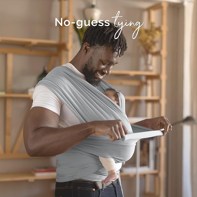Boba Baby Wrap Carrier – Original Baby Sling Carrier for Newborns (7–35 lbs), Soft, Secure, Hands-Free & Ergonomic, Ideal for Comfortable Bonding, New Parents (Serenity Light Grey)