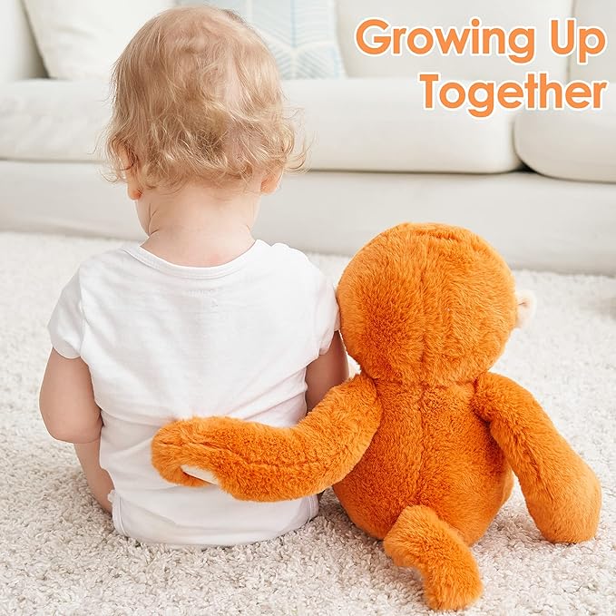 iPlay, iLearn Baby Monkey Stuffed Animal, 12" Infant Soft Hide Seek Soft Plush Toy, Newborn Babies First Birthday Gift, Cute Easter Basket for 0 3 6 9 12 Month, 1 2 3 Year Old Toddlers Girl Boy Kid