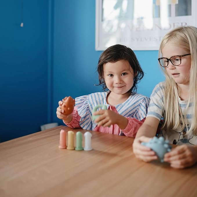 mushie Dino Bath Toys Play Set for Toddlers | 100% Food Grade Silicone | Mold Free, Pack of 5