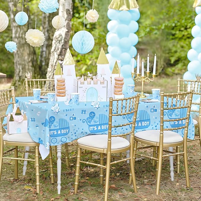 Gatherfun Baby Boy Shower Party Supplies: 2-Pack It’s A Boy Decorations,Disposable Plastic Tablecloth, Ideal Table Cover for Baby Shower Decorations Boy