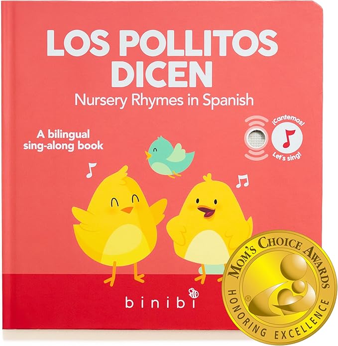 Binibi Spanish Musical Book for Babies & Toddlers 1-3 Los Pollitos Dicen & Other Nursery Rhymes | Spanish Learning for Kids | Bilingual Children's Book | Sound Book | Libro en espaรฑol para bebรฉs