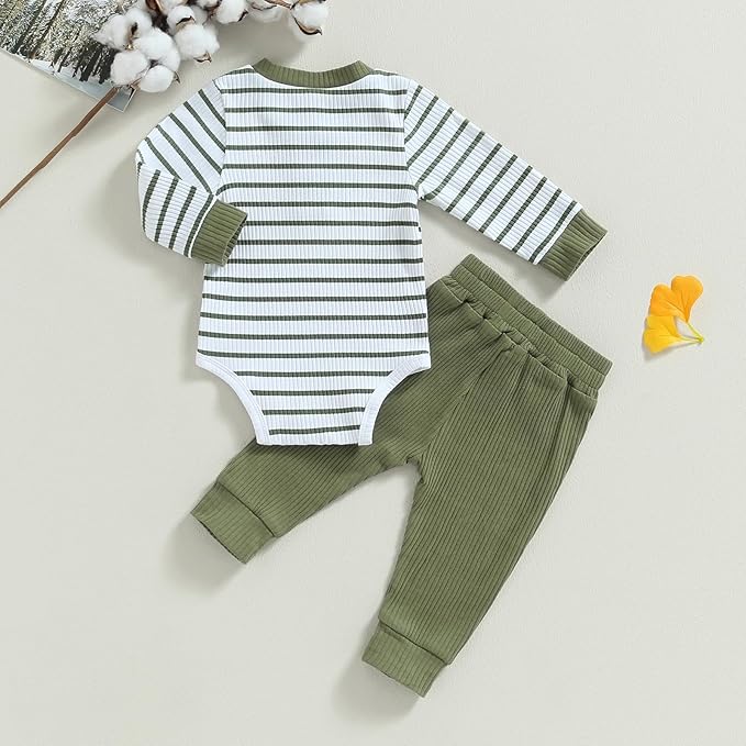 Newborn Baby Boy Girl Clothes Ribbed Knitted Long Sleeve Romper Pants Solid Cotton Infant Fall Winter Outfits 2Pcs