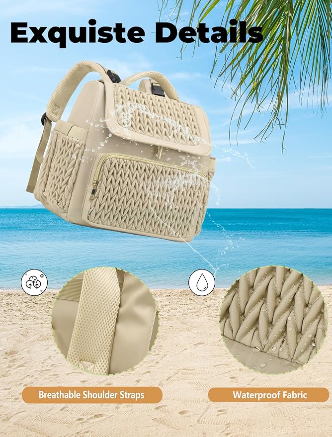 Diaper Bag Backpack, Baby Bag with Changing Pad, Travel Waterproof Diaper Bag Tote, Newborn Essentials Must Haves, Luxury baby shower gifts for boys & Girls, Brown Taupe