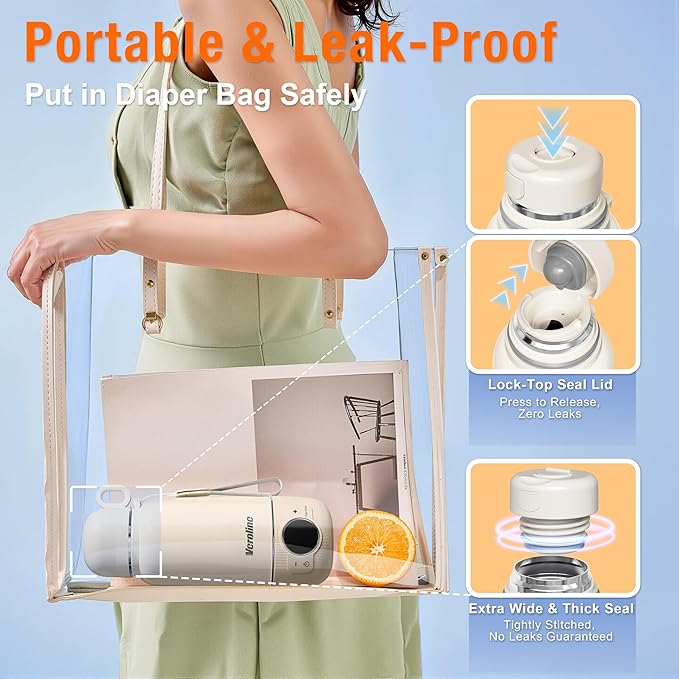 Portable Bottle Warmer for Travel– Warm Baby Formula, breastmilk, or Water, Super Fast Charging Milk Warmer with Precise Temp Control & Long-Lasting Keep Warm, Baby Bottle Warmer for On-The-Go