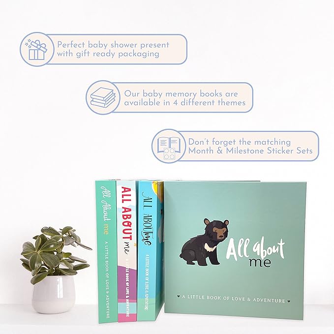 RubyRoo Baby Memory Book - Milestone Keepsake Baby Photo Album - First 5 Years Scrapbook Journal for Baby Boy or Girl - Pregnancy Gift for Baby Shower, Newborn Gender Neutral Record Book - Woodland