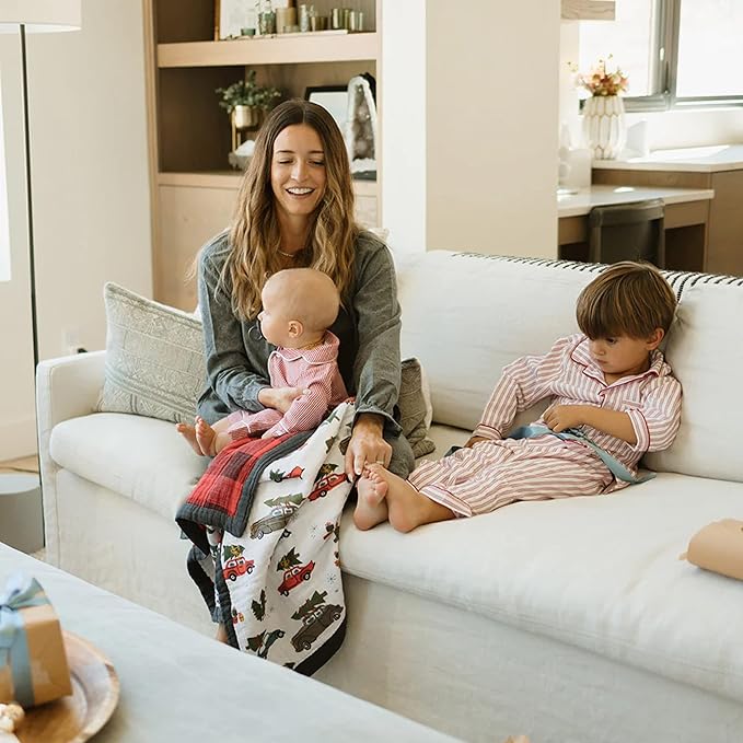 Little Unicorn Newborn Receiving Quilt | Ultra- Soft, Multi-Layered Muslin Fabric | Gift for Newborns & on-The-go (Holiday Haul)