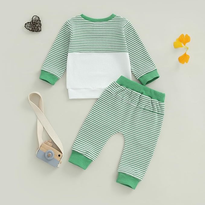 CIYCUIT Toddler Baby Boy Outfits Striped Sweatshirt Pants Clothes Set