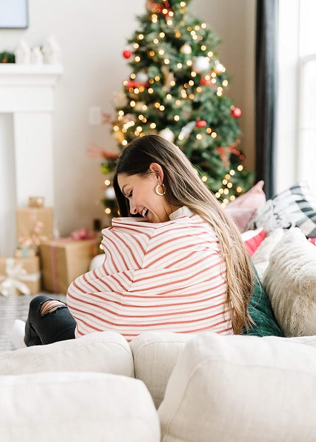 Baby Car Seat Cover Canopy and Nursing Cover Multi-Use Stretchy 5 in 1 Gift Cinnamon by Copper Pearl