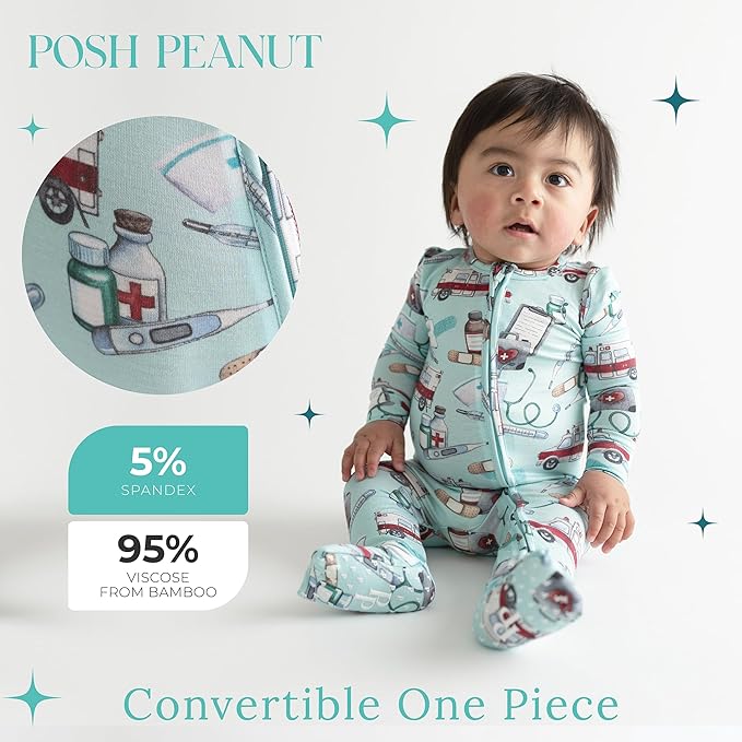 Posh Peanut Convertible Baby Sleepers - Girls Footless Baby Pajamas with 2 Way Zipper for Easy Diaper Changes
