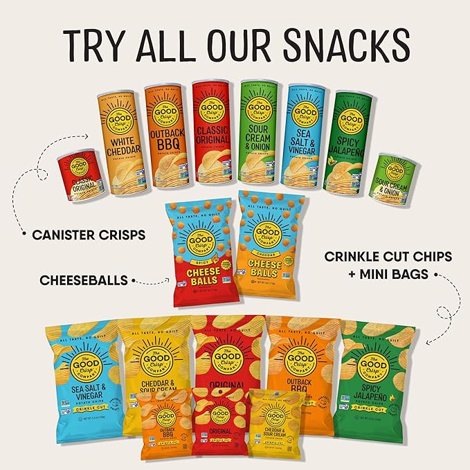 The Good Crisp Company, Potato Chips, 5.6 Ounce Canisters, Pack of 8 (Variety Pack)